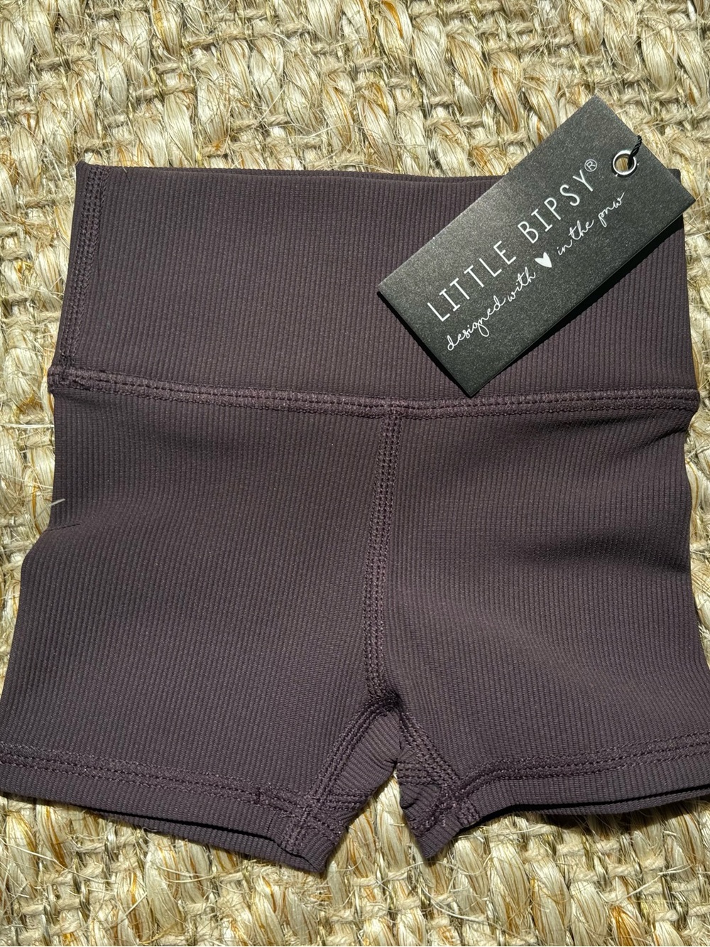 Little Bipsy Women's Ribbed High-Waist Bike Shorts in Plum